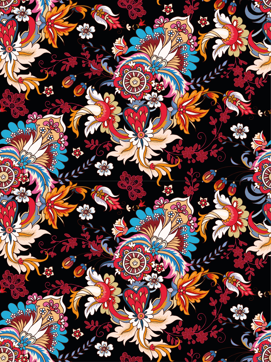 乙烯基花草地毯 现代色彩民族民俗艺术 - TenStickers