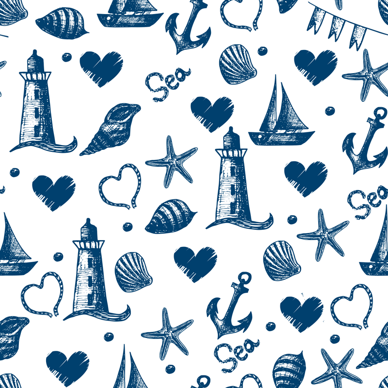 乙烯基花草地毯海洋主题图案 - TenStickers