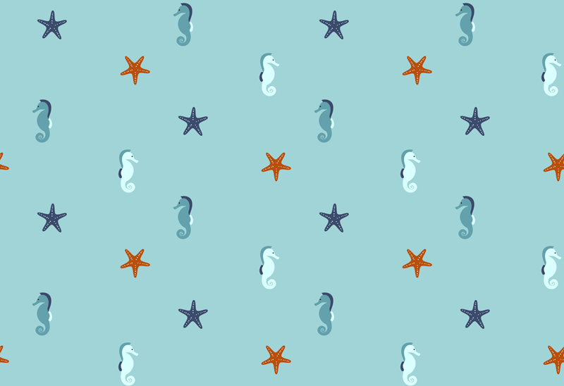 乙烯基花草地毯海马星星图案 - TenStickers