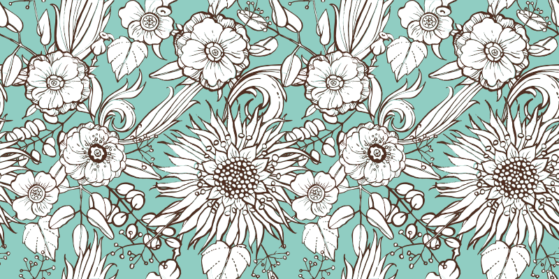 乙烯基花草地毯花卉图案系列 - TenStickers