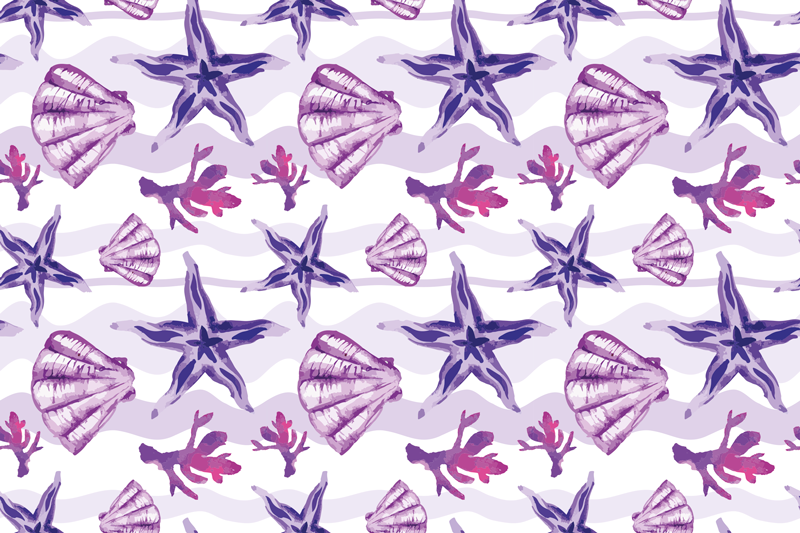 乙烯基花草地毯珊瑚贝壳图案 - TenStickers