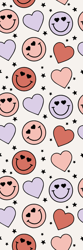 卧室乙烯基地毯带爱与心形笑脸 - TenStickers