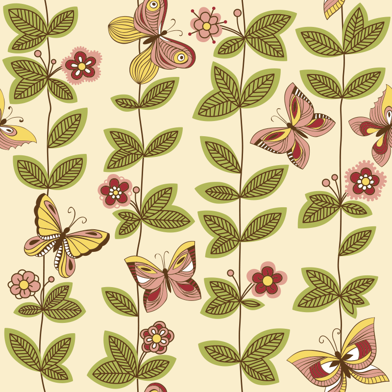 卧室乙烯基地毯与蝴蝶相伴 - TenStickers