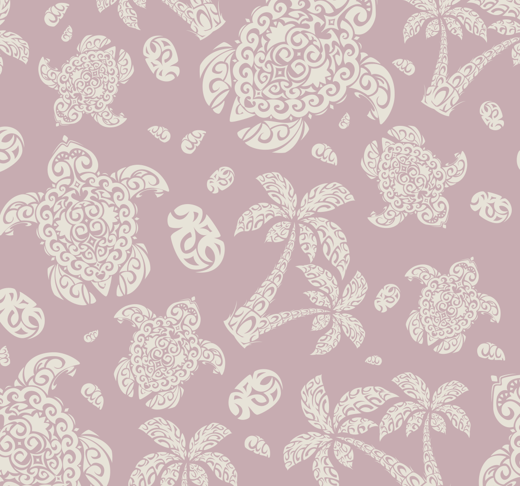 卧室乙烯基地毯夏威夷海龟与棕榈图案 - TenStickers