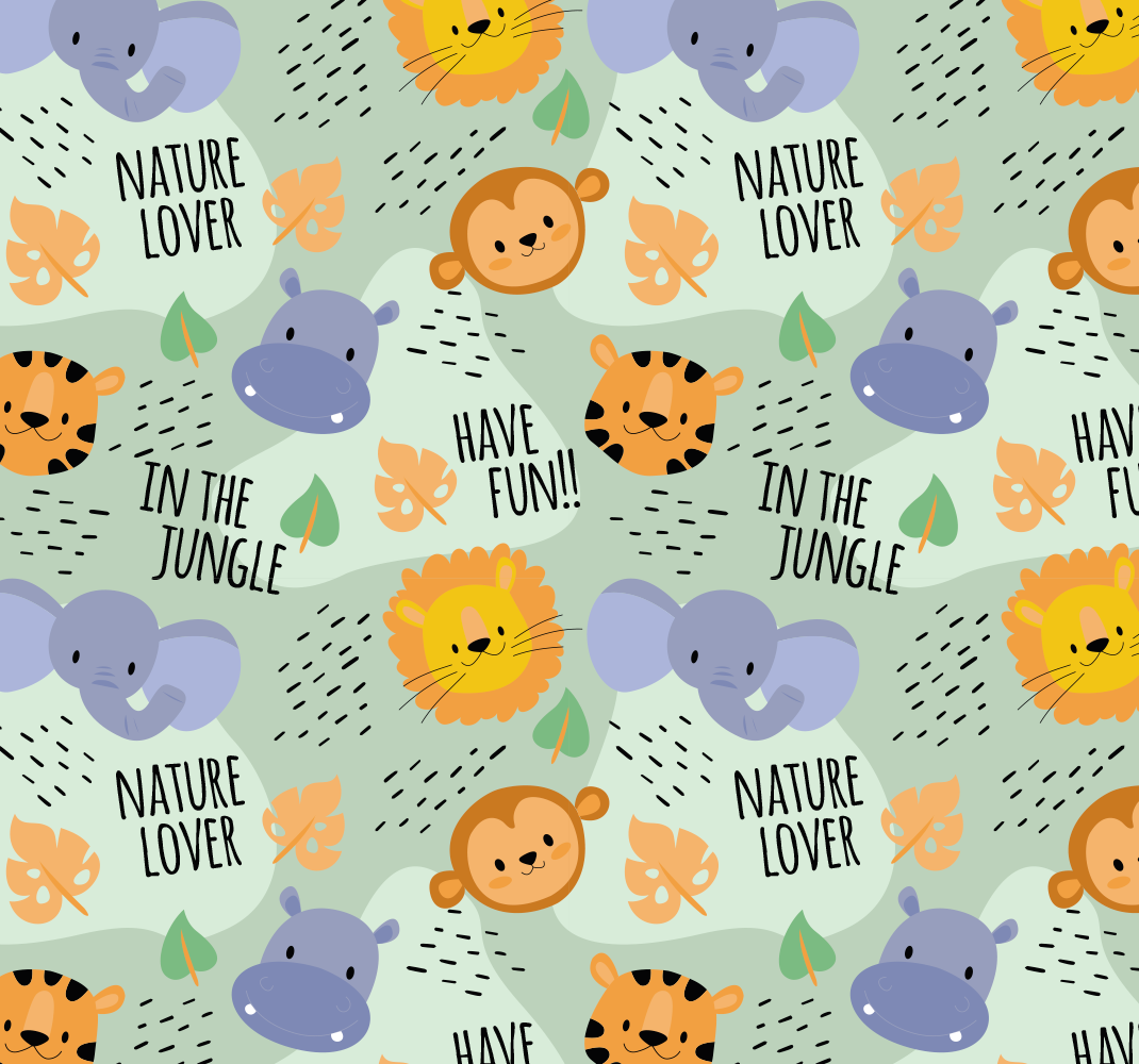 乙烯基地毯绿色丛林动物 - TenStickers