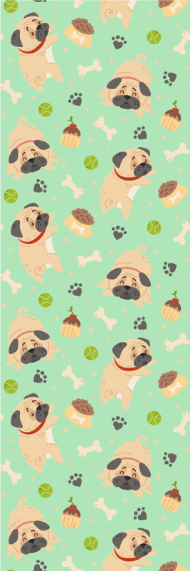 卧室乙烯基地毯胖胖的斗牛犬与骨头 - TenStickers