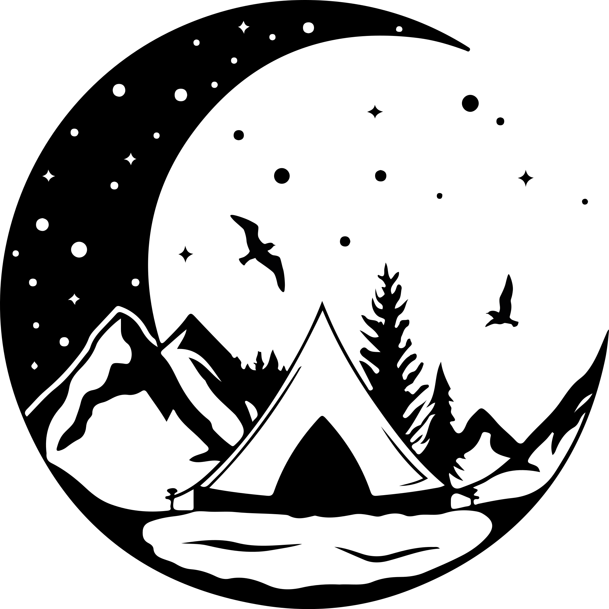 乙烯基地毯特性月夜山景 - TenStickers