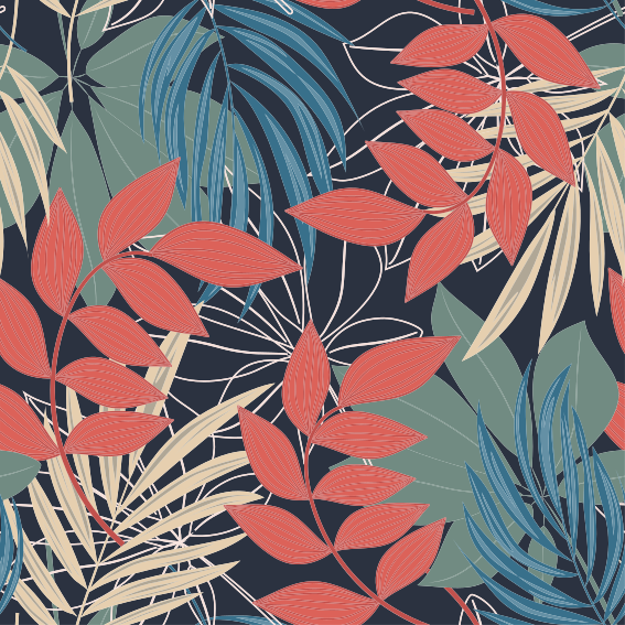 乙烯基花草地毯现代优雅动植物图案 - TenStickers