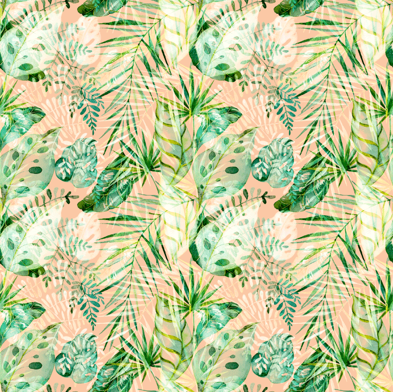 乙烯基花草地毯粉色花卉叶子设计 - TenStickers