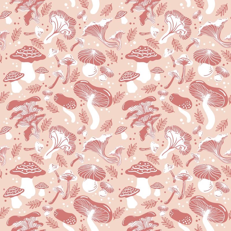 乙烯基花草地毯 米色背景上的森林蘑菇 - TenStickers