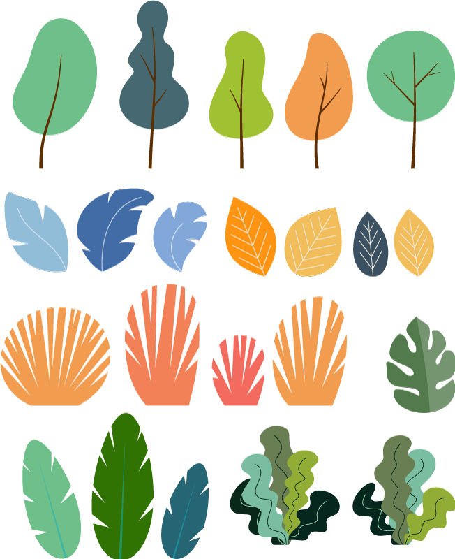 乙烯基花草地毯热带植物叶子组合 - TenStickers