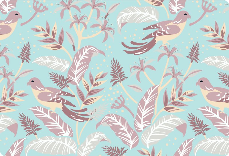 乙烯基花草地毯蓝色与粉色花卉图案 - TenStickers