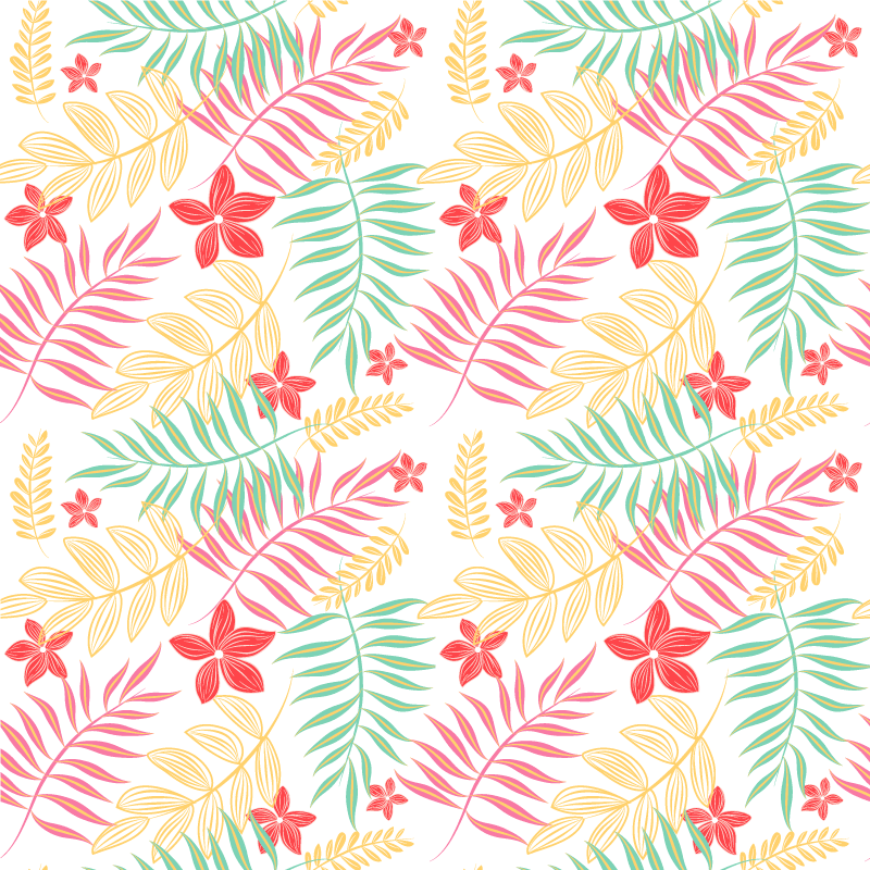 乙烯基花草地毯霓虹叶子设计 - TenStickers