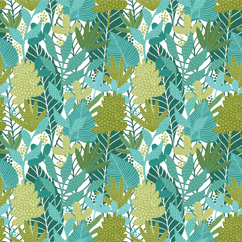 乙烯基花草地毯热带波西米亚叶子设计 - TenStickers