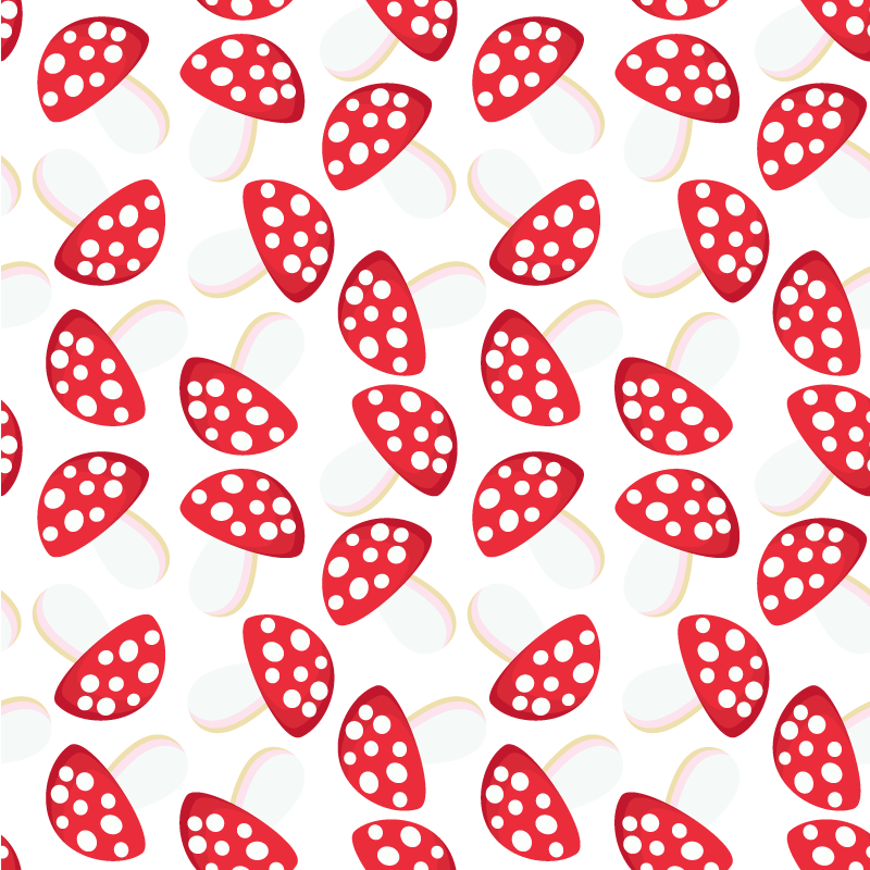 乙烯基花草地毯经典蘑菇白色背景 - TenStickers