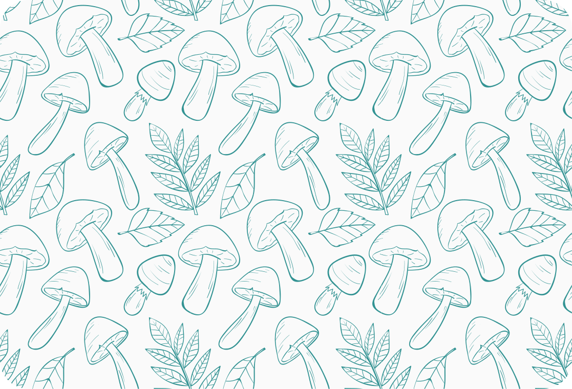 乙烯基花草地毯白色和浅蓝色蘑菇图案 - TenStickers