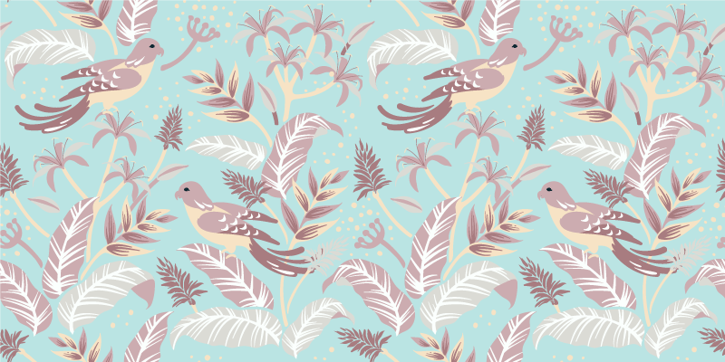 乙烯基花草地毯蓝粉色花卉图案 - TenStickers