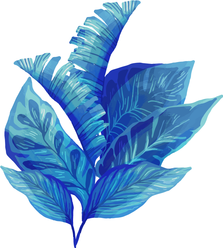 乙烯基花草地毯蓝色叶子排列 - TenStickers