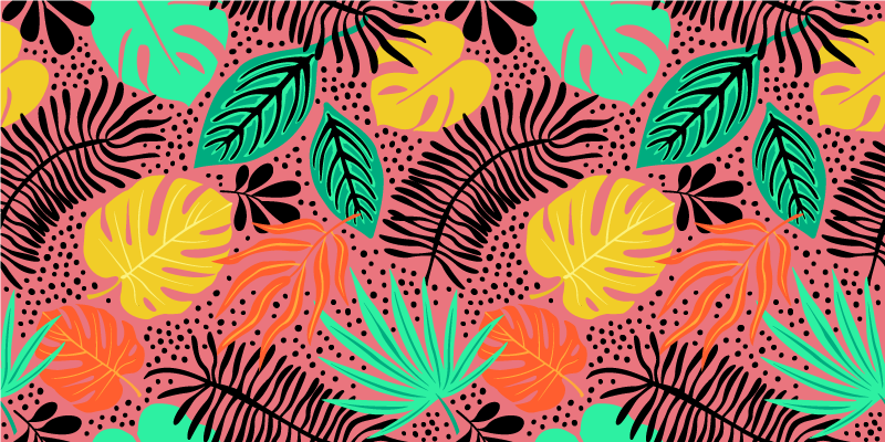 乙烯基花草地毯生动的叶片组成 - TenStickers