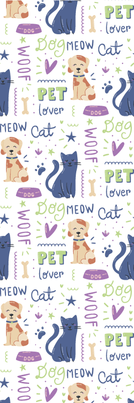 卧室乙烯基地毯，精彩多彩的狗狗涂鸦 - TenStickers