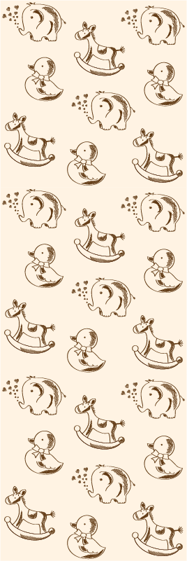 卧室乙烯基地毯可爱设计大象、鸭子和马 - TenStickers