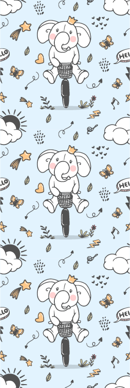 卧室乙烯基地毯大象骑自行车图案 - TenStickers