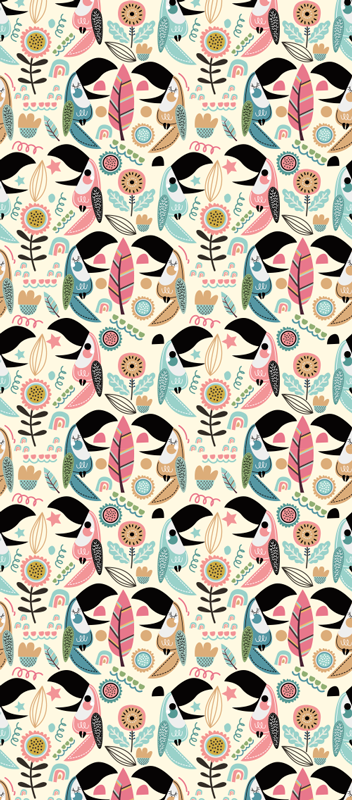 卧室乙烯基地毯蓝色北欧柔和叶子 - TenStickers