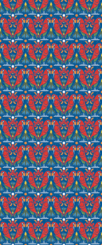 卧室乙烯基地毯，蓝色背景的花卉设计 - TenStickers