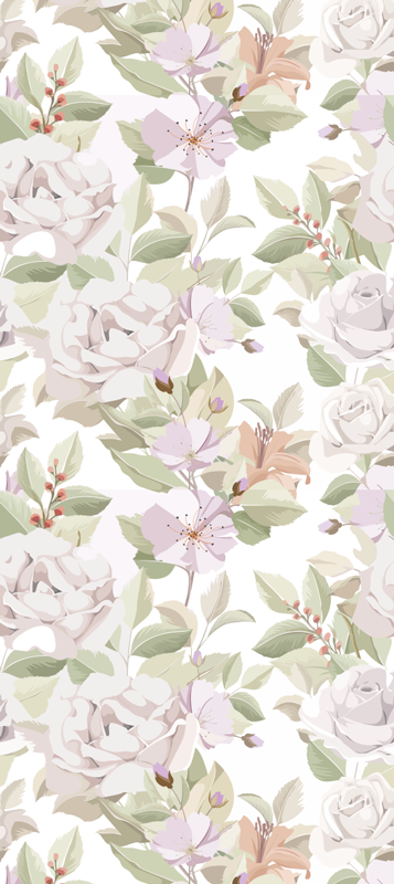 卧室乙烯基地毯优雅花卉无缝图案 - TenStickers