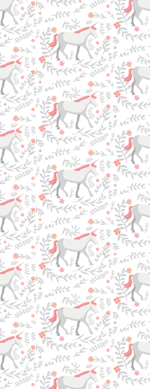 卧室乙烯基地毯独角兽图案与叶子 - TenStickers