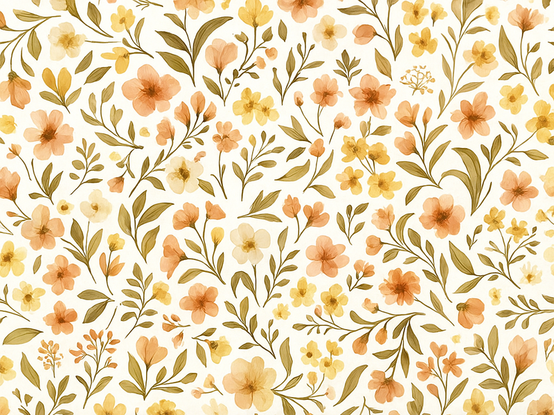 卧室乙烯基地毯复古花卉图案 - TenStickers