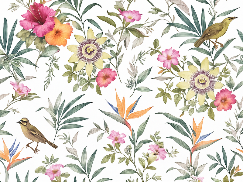 卧室乙烯基地毯蓝色花卉设计 - TenStickers