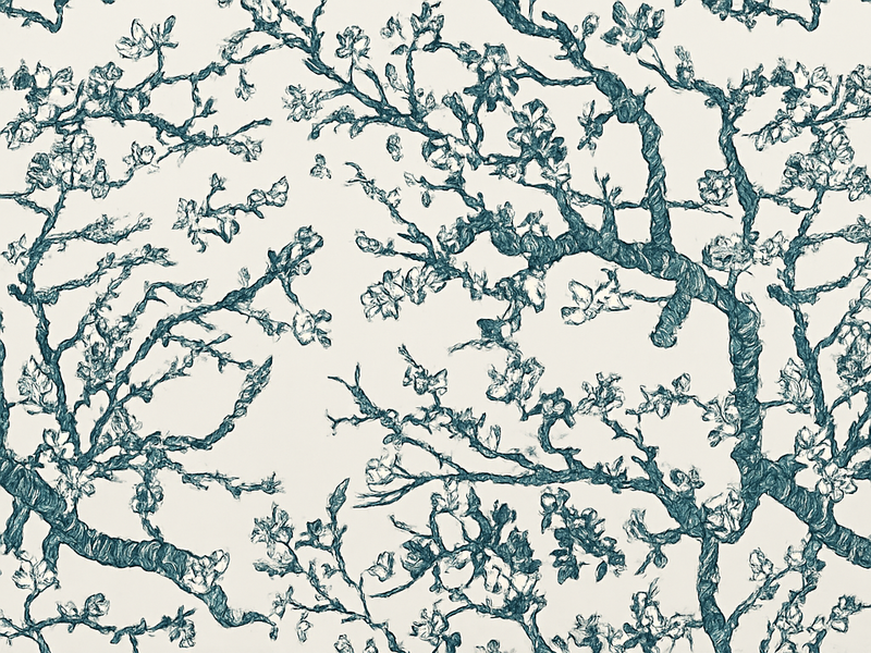 卧室乙烯基地毯深蓝色树木设计 - TenStickers