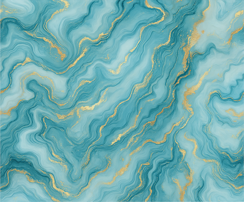 卧室乙烯基地毯浅蓝金色大理石风格 - TenStickers