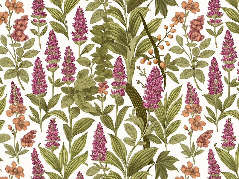 卧室乙烯基地毯色彩缤纷的植物图案 - TenStickers