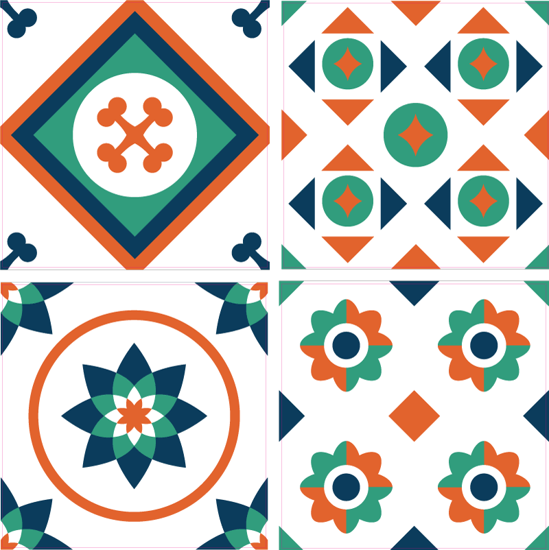 乙烯基地毯几何图案瓷砖 - TenStickers