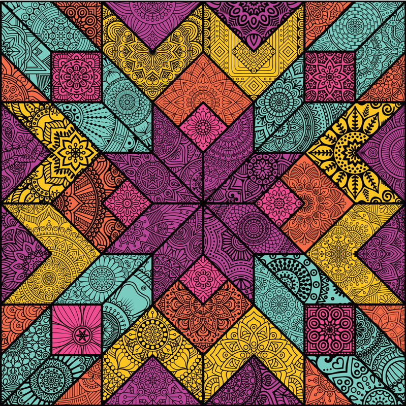 乙烯基地毯几何色彩丰富的几何元素 - TenStickers