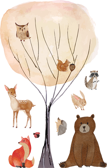 乙烯基地毯 儿童 森林动物与树木 - TenStickers