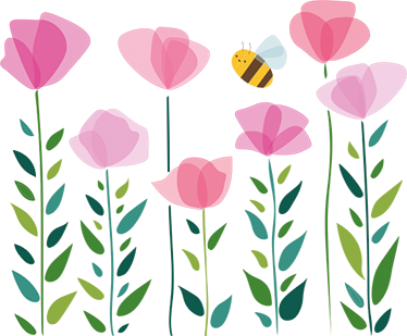 乙烯基地毯 儿童 粉色花朵与蜜蜂 - TenStickers