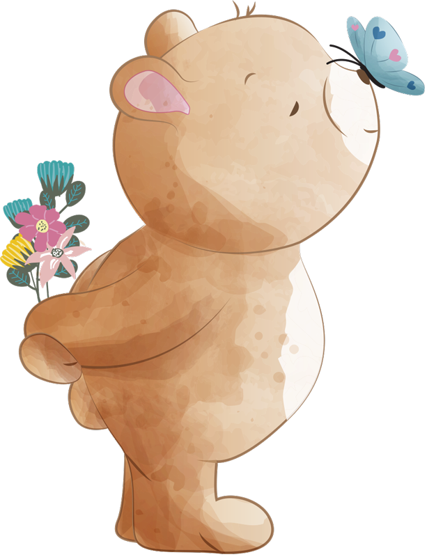 乙烯基地毯 儿童 熊与蝴蝶儿童贴纸 - TenStickers