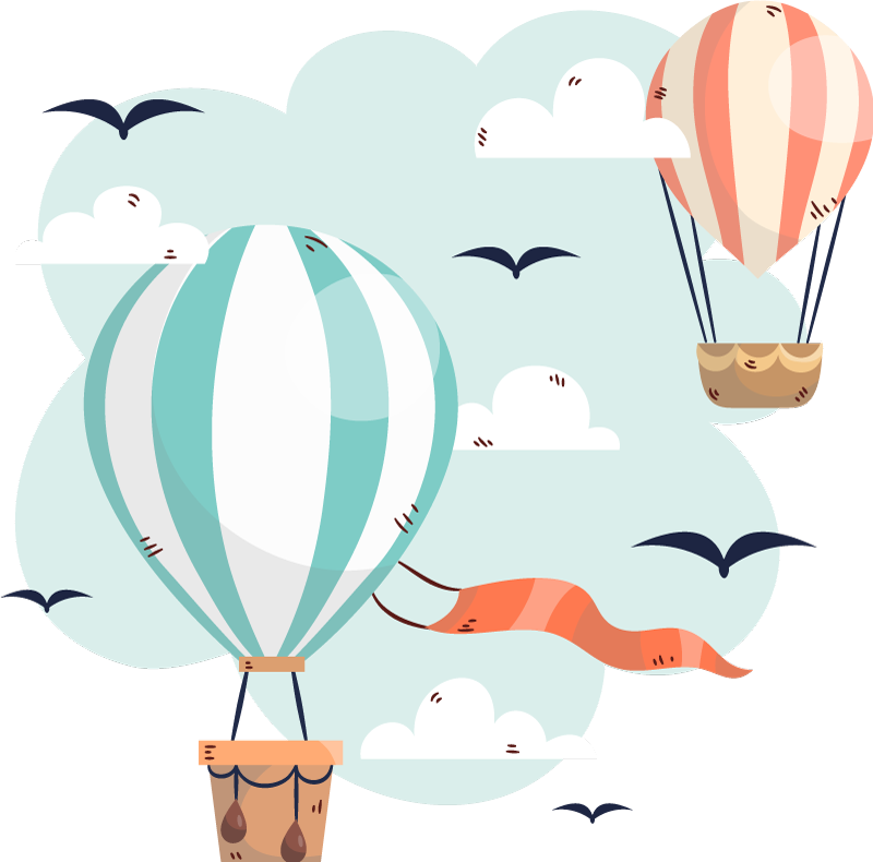 乙烯基地毯 儿童 热气球与云朵设计 - TenStickers