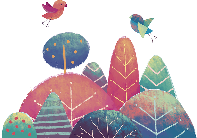 乙烯基地毯 儿童 蓝色与粉色树木 - TenStickers