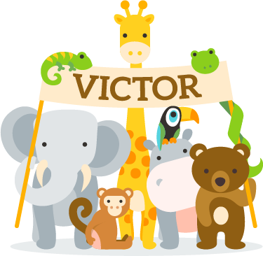 乙烯基地毯 儿童 欢迎动物与名字 - TenStickers