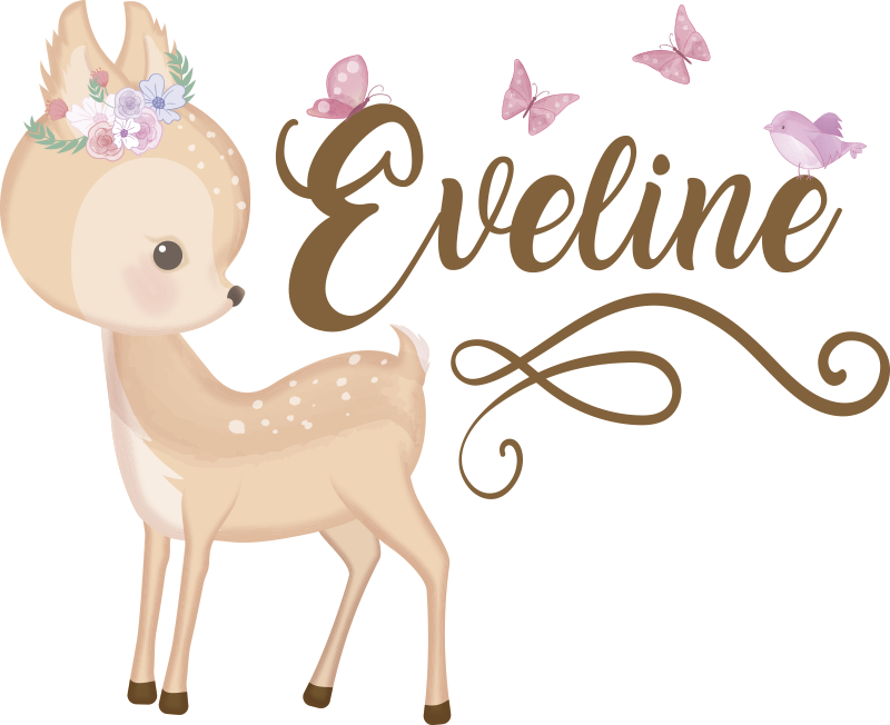 乙烯基地毯 儿童 个性化鹿贴纸 - TenStickers