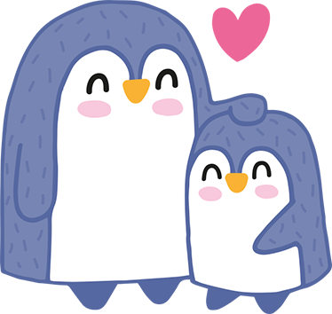 乙烯基地毯 儿童 母企鹅与宝宝企鹅 - TenStickers