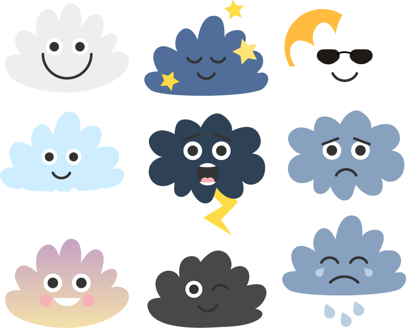 乙烯基地毯 儿童 云朵与脸部设计 - TenStickers