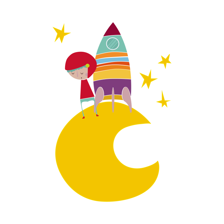 乙烯基地毯 儿童 月球上的火箭 - TenStickers