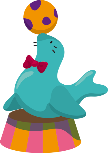 乙烯基地毯 儿童 马戏团海豹与球粘贴玩具 - TenStickers