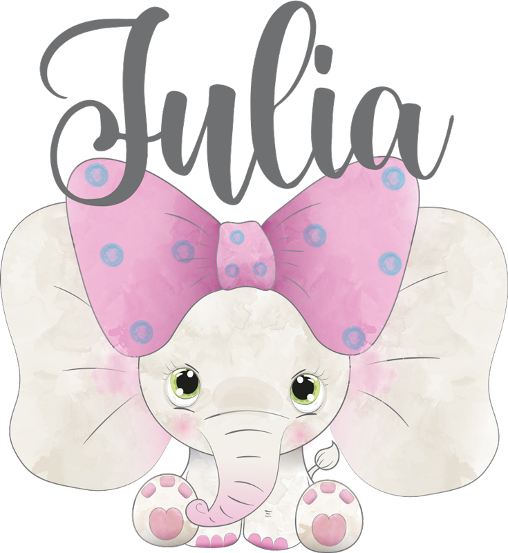 乙烯基地毯 儿童 大象与宝宝及名字 - TenStickers