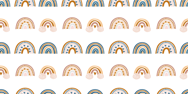 乙烯基地毯 儿童 手绘秋季彩虹图案 - TenStickers